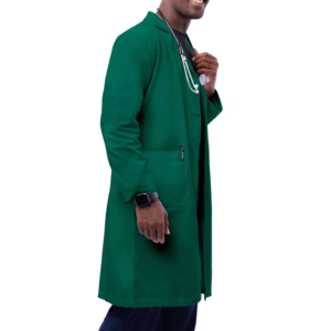 Green Unisex Lab <b>Coat</b> Polyester Woven Hospital Uniform with Belt and Back Closure - Product Image 6