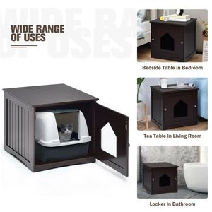 Lettiera per Gatti in Legno Marrone da 20 Pollici, Tavolino e Cuccia per Animali Domestici - Product Image 4