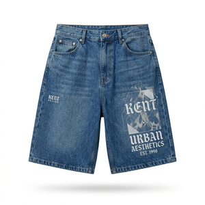 Pantalones Cortos Anchos de Mezclilla para Hombre, Estilo Urbano, Lavado Vintage, Verano, Estilo Americano, OEM ODM - Product Image 1