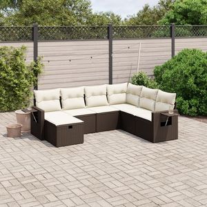 Conjunto de Sofás Modulares Grandes para Jardín, en Poliratán Marrón y Acero, Muebles Modernos para Exteriores - Product Image 1
