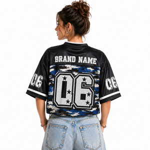Camiseta de fútbol americano retro de diseño personalizado, estilo streetwear, camiseta de fútbol, venta al por mayor, poliéster, camuflaje, estilo Y2K, malla. - Product Image 2