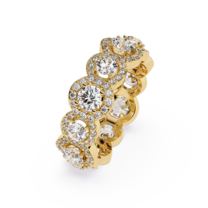 Classic Halo Full Eternity Band Ring 14k Gold Luxury Cluster Wedding Band Rings Round Cut Lab Grown Diamond Engagement Rings - Product Image 4