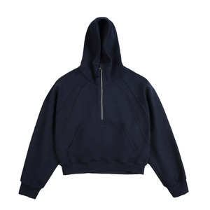 Sweat-shirt unisexe coupe courte à demi-zip 500 GSM, coupe ample et carrée, streetwear américain de haute qualité, mode automne - Product Image 5