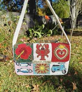Sac à bandoulière brodé de perles de rocaille motif fruits tropicaux personnalisé en gros, sac à main perlé fait main - Product Image 6