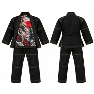 Conjunto de Uniforme de Jiu Jitsu BJJ con Forro Interior Sublimado Personalizado en Negro y Rojo, Tejido de Perlas de Alto Peso, para Artes Marciales y Combate - Product Image 1
