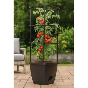 Harvest Bloom Self-Watering Garden Planter with Adjustable <b>Trellis</b> Glazed <b>Pot</b> for Outdoor Balcony Patio Backyard - Product Image 4