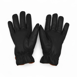 Gants d'équitation PRIME Geoffrey Black Professional Version en cuir de mouton 100% pour homme, fermeture à bouton de luxe, nettoyage à sec uniquement - Product Image 2