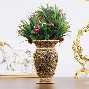 Decorative Metal <b>Vase</b> Antique Gold Finish Elegant Flower <b>Vase</b> for Home Living Room Office Table Decor - Product Image 5