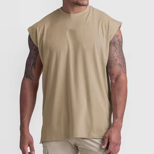 Nouveau style débardeur stringer en coton et élasthanne sans manches pour homme, idéal pour la musculation et la gym - Product Image 1
