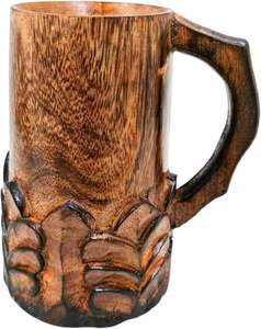 Vintage Wooden <b>Beer</b> Mug Handmade Eco-Friendly with Lid and Hand Grip for Men Camping Travel Outdoor Engraved - Product Image 1