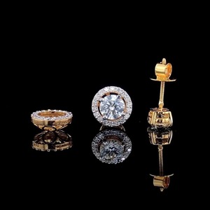 ต่างหูเพชรทรงกลม 1.40 กะรัต ทอง 14K เพชรเลี้ยงในห้องปฏิบัติการ พร้อมใบรับรอง IGI ของขวัญแต่งงาน เครื่องประดับสำหรับผู้หญิง - Product Image 2