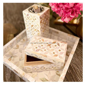 Modern Red Pattern Bukhoor Set with Resin Mother of Pearl Inlay Premium Incense Burner Tray Box Home Decor - Product Image 2