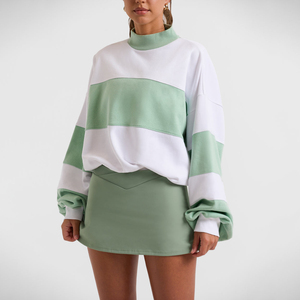 Custom Logo Turtleneck Winter Autumn Short Mid Weight 100%Cotton Oversize Sweatshirt for Women <b>Drop</b> Shoulder OEM High Neck Sweat - Product Image 5