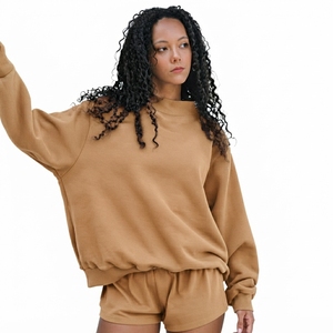 Sweat-shirt à col montant à manches longues, coupe oversize, style streetwear décontracté, avec logo personnalisé, prix bas, faible MOQ, pour femmes. - Product Image 1