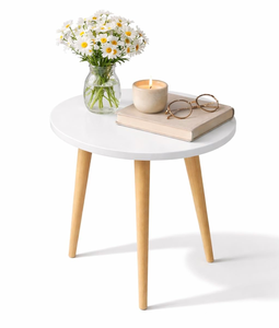Table pliante en bois vintage élégante, plateau rond, bois massif, table d'appoint portable, meubles rustiques pour la maison, table de chevet - Product Image 2