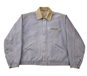 Custom Heavyweight Solid Color <b>Canvas</b> Jacket For Men Full Zipper Custom Embroidery Logo Windproof Stand Collar Jackets For Men - Product Image 1