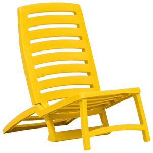 Chaise de plage pliante jaune 4 pièces Construction en plastique pour une utilisation en extérieur - Product Image 2