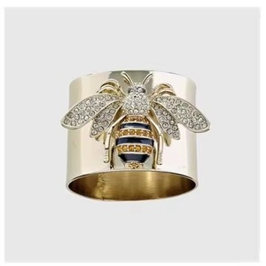 Gold Bee Design Iced Out Unisex Luxury Sterling <b>Silver</b> Hip Hop Diamond Insect Style Fashion <b>Statement</b> <b>Ring</b> - Product Image 2
