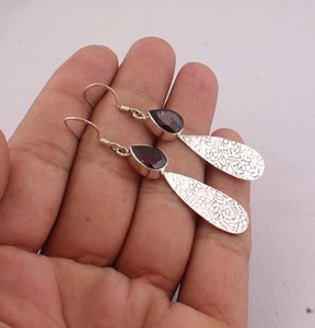 Pendientes de Granate Rojo Natural, Plata de Ley 925, Fabricante de Joyería, Venta al por Mayor, Pendientes de Piedras Preciosas Rojo Intenso para Mujer, Joyería Fina - Product Image 2