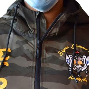 <b>Womens</b> Sigma Gamma Rho <b>Camo</b> Anorak Jacket Custom Embroidered Hooded Pullover Camouflage <b>Coat</b> Casual Sorority Outdoor Wear - Product Image 3