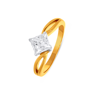 แหวนเพชรโพเนชวลแหวนโซลิแทร์สีทองลายขอบฟ้าแหวนทอง18K พร้อมมงกุฎเพชรสดใส - Product Image 3