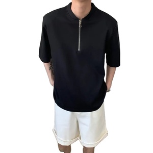 American Style INSANE T-shirt à manches courtes et demi-fermeture éclair Hommes Femmes Trendy Loose-Fit Basic Top Crew Neck Design For All Seasons - Product Image 4