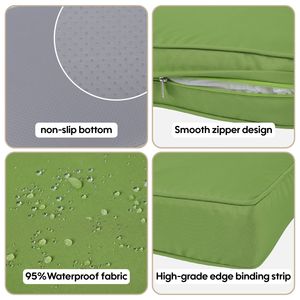 ชุดคลุมเบาะสีเขียว14แพ็กชุดละ7ชิ้นสำหรับ6-Seater โซฟาหวายหวายกลางแจ้งมีซิปที่หุ้มเบาะหลัง (ที่คลุมเท่านั้น) - Product Image 4