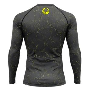 Charcoal Grey Long Sleeve Compression <b>Shirt</b> Crackle Print Athletic Training Gym Workout Breathable Sublimated Performance Sports - Product Image 2
