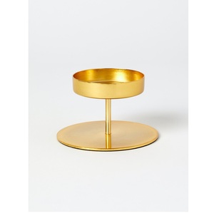 Architectural Brass Staggered Tier 4 <b>Light</b> Candelabra Right Angle <b>Branching</b> Metal Taper Holder with Disc Base - Product Image 4