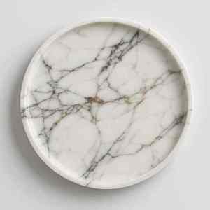 Elegant Calacatta <b>Marble</b> <b>Coaster</b> Natural Stone Finish Decorative Table Organizer for Kitchen Storage Coffee Table Decor and Home - Product Image 1