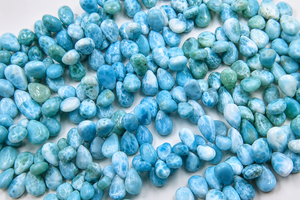 Natural Larimar Smooth Teardrop <b>Beads</b> Pear Shape <b>Blue</b> Larimar Gemstone Loose <b>Beads</b> for Jewelry Making - Product Image 2