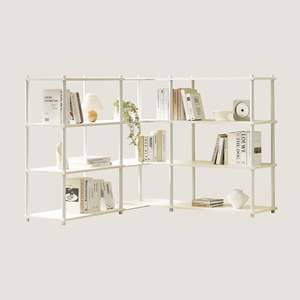 Organizador de Almacenamiento Modular Giratorio para Sala de Estar, con Marco Metálico, 2400 4T, Blanco/Plateado, Independiente - Product Image 1