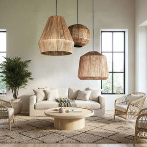 Abat-jour en rotin fait main, abat-jour tissé naturel pour lampe suspendue, lampe de table et lampe sur pied, décoration bohème pour la maison, éclairage - Product Image 2