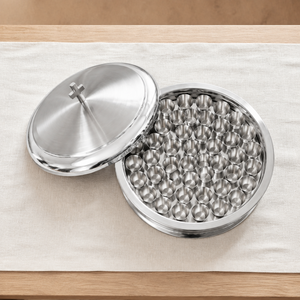 Stainless Steel Commercial Grade Polished Metal Finish Dishwasher Safe 2-Layer <b>Communion</b> Serving Tray Set Lid 40pcs <b>Cups</b> Church - Product Image 5