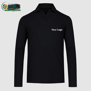 Camiseta Polo Negra de Manga Larga para Hombre con Logotipo Personalizado, Polo Casual Sólido para Negocios y Golf, Fabricante - Product Image 1