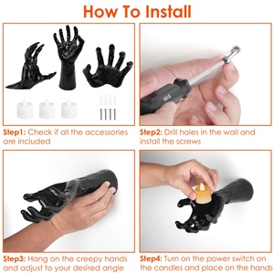 รูปปั้นสยองขวัญขนาดเท่าจริงสไตล์กอทิก3ชิ้นรูปปั้นมือน่ากลัวถึงมือตกแต่งติดผนังงานปาร์ตี้ - Product Image 4