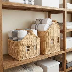 Panier en rotin en forme de maison pour pique-nique de Pâques avec poignée, panier de rangement pour jouets en rotin pour chambre d'enfant style bohème, prix de gros - Product Image 5