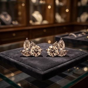 Boucles d'oreilles clous en diamant taille poire et taille rond, bijoux fins exclusifs haut de gamme pour femme, cadeau de mariage élégant pour mariée - Product Image 3