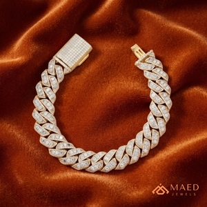 Bracelet Miami Style en or et moissanite, chaîne cubaine luxueuse, style hip-hop, pour homme et femme, idéal comme cadeau - Product Image 3