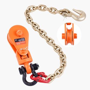 Blocco di sollevamento da 2 tonnellate con grillo girevole per catena G80, puleggia da 3 pollici, fune metallica da 3/8 di pollice, verricello elettrico per traino e recupero AP - Product Image 1