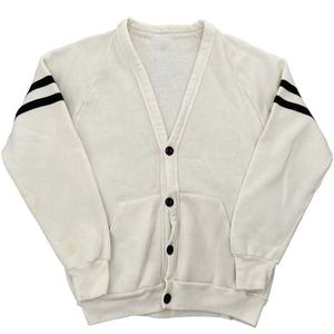 Men's <b>White</b> <b>V</b>-<b>Neck</b> Cardigan <b>Sweater</b> Full Sleeve Solid Color Button Closure Autumn Wear Breathable Cotton Material - Product Image 1
