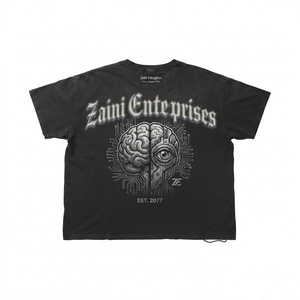 T-shirt surdimensionné en coton premium 240 GSM, lavage à l'acide, noir vintage, impression personnalisée, impression DTG, tee-shirt à marque privée - Product Image 2