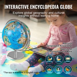 Interattivo AR globo del mondo per i bambini 10 In/254mm educativo Golden Globe LED di illuminazione notturna 720 ° stelo di rotazione giocattolo compatibile - Product Image 3