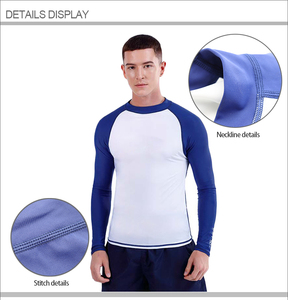 Camiseta de Natación de Manga Larga para Hombre, Color Blanco y Azul, de Secado Rápido, Spandex y Poliéster, Talla Adulto - Product Image 5