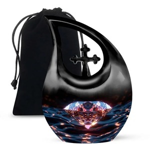 Vente chaude qualité supérieure belle famille pingouin larme crémation adulte urne pour cendres humaines avec sac en velours gratuit - Product Image 5