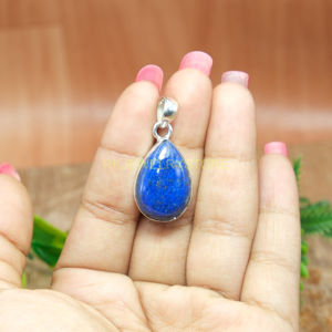Pendentif Goutte d'Eau en Lapis Lazuli Naturel, Sertissage Bezel en Argent Sterling 925, Bijou Fait Main en Pierre Précieuse Bleue, Vente en Gros - Product Image 5