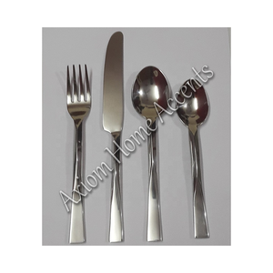 Elegante juego de cubiertos de acero inoxidable cepillado hecho a mano Cucharas y tenedores de diseñador Cuchillo de cena de Axiom Home Accents - Product Image 1