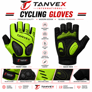 TANVEX Cycling Gloves Half Finger PU Breathable Gel <b>Padding</b> Anti-Slip Hook Loop Closure Unisex Outdoor Sports - Product Image 6