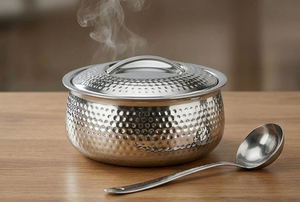 Round Hammered Metal Casseroles in Durable Design Perfect for Restaurant Ware Food Warming and Stylish Storage <b>Solution</b> - Product Image 5