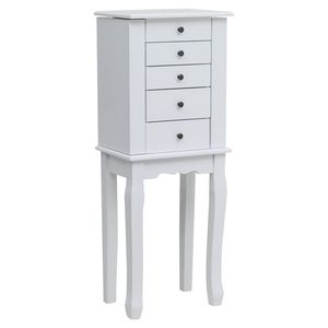 Armadio Portagioie con 5 Cassetti e 8 Ganci, Mobile Verticale con Spazio di Archiviazione Superiore su 2 Lati - Product Image 3